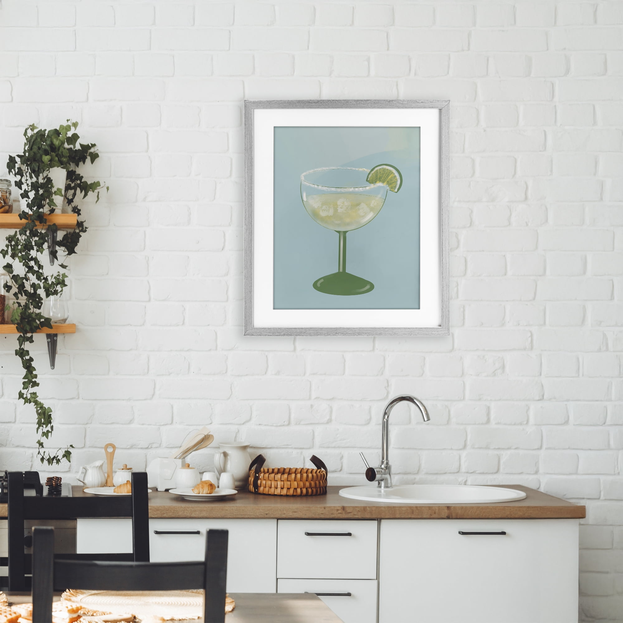 Stupell Industries Margarita Glass over Blue Gray Framed Print Under Glass, design by Robin Maria