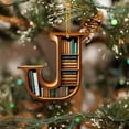 thumbnail image 5 of BNNG 26 Letters Christmas Tree Letter Shaped Bookshelf Pendant, Book Lover Christmas Tree Hanging Ornament, 2D Acrylic Mini Bookshelf Pendant for Xmas Tree Door Window Decor, 3 inch, 5 of 9