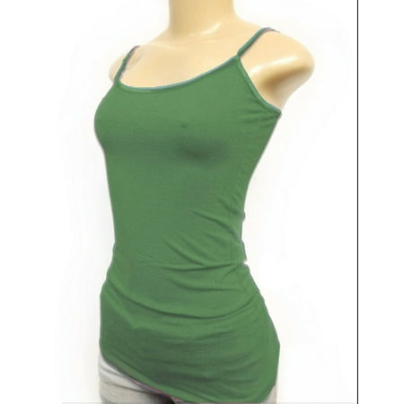 Women s Plain Basic Solid Tank Top Cami with Adjustable Spaghetti Bra Strap Junior Size & Junior Plus Size