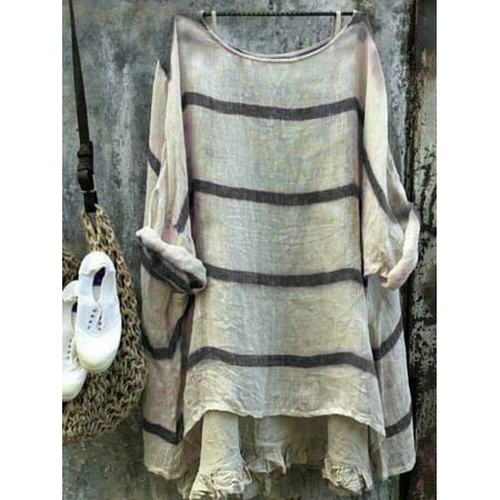 - Women Plus Size Summer Blouse Tunic Holiday Ladies Cotton Linen T-shirt Tops Black Size M