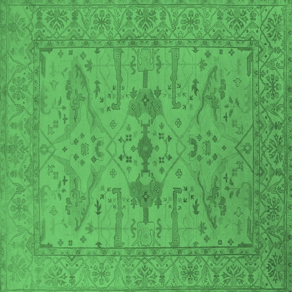 Ahgly Company Indoor Square Oriental Emerald Green Industrial Area Rugs, 3' Square