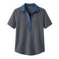 thumbnail image 7 of Tqcoqu Polo Shirts for Women Front Button V Neck Short Sleeve Womens Tops Casual Comfy Loose Fit T Shirts,Gray,Women's S-XXL, 7 of 7