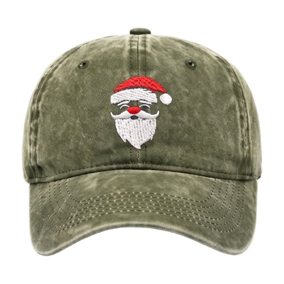 Voska Christmas Hats Christmas Baseball Cap Funny Santa Adjustable Embroidery Cotton Hat for Men Women Army Green One Size