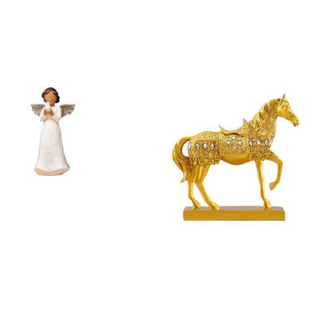 Figura decorativa de querubín y ángel, escultura de resina con paloma y caballo. Estatua grabada. Ideal como regalo decorativo para sala de estar, ofi