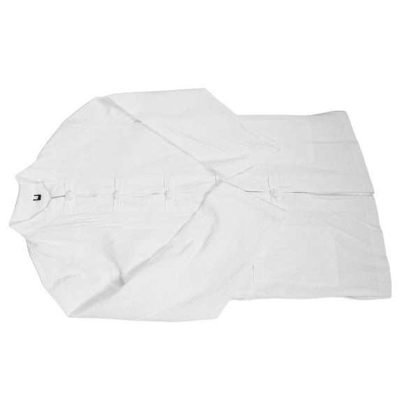 ETHZZLE Men's Traditional Chinese Linen Shirt White Long Sleeve Hanfu Shirt Vintage Frog Buttons