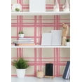 thumbnail image 3 of Packed Party Plaid Think Pink Geometric Vinyl Peel And Stick Wallpaper, 216-in by 20.5-in, 30.75 sq. ft., 3 of 7