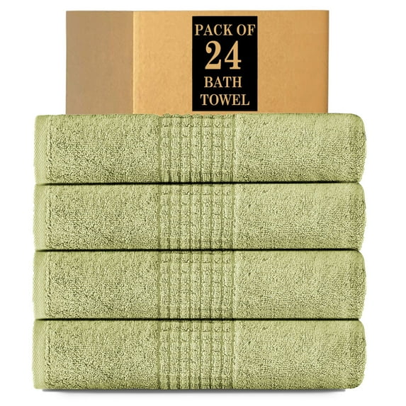 Lavish Touch 100% Egyptian 2 Ply Cotton 700 GSM Mosaic Pack of 24 Bath Towel - Spearmint (Green)