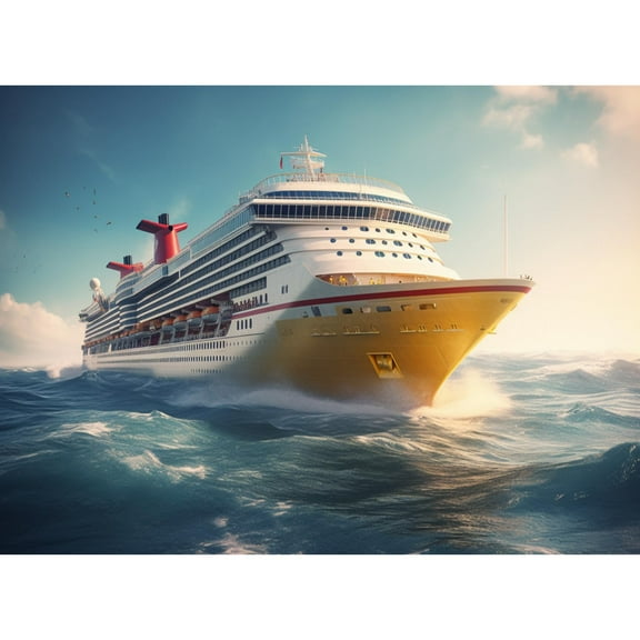 Cruise Ship on Sea 5D Diamond Art Painting by Number Kits for Adults DIY Paint with Round Full Drill Diamond Gems Painting Art Craft for Home Wall Decor 15.8x19.8in