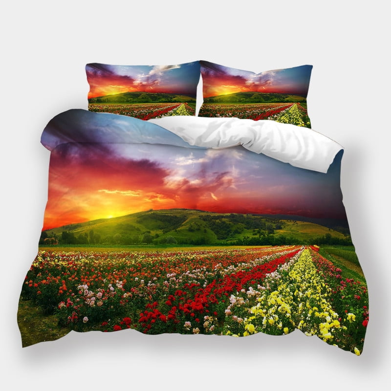 3D Flower Printing Home Bedding Set Tulip Bed Set Sunset Glow Soft