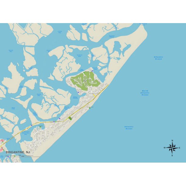 Map Of Brigantine Nj Political Map Of Brigantine, Nj Print Wall Art - Walmart.com