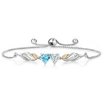 Gem Stone King 925 Silver and 10K Yellow Gold Bracelet for Women Topaz Moissanite (0.99 Cttw) and Lab Grown Diamond