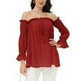 thumbnail image 1 of Women Renaissance Off Shoulder Top Costumes Blouse Boho Peasant Shirt, 1 of 5