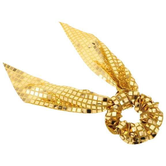OFFIGAM Sparkly Golden Bow Hair Scrunchie with Sequin Design Comfortable Stylish Hair Tie