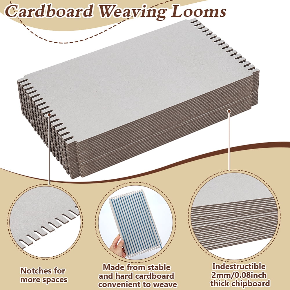 24Pcs Cardboard Weaving Looms Weaving Auxiliary Boards Knitting Tools Rectangle Gray 250x150x2mm