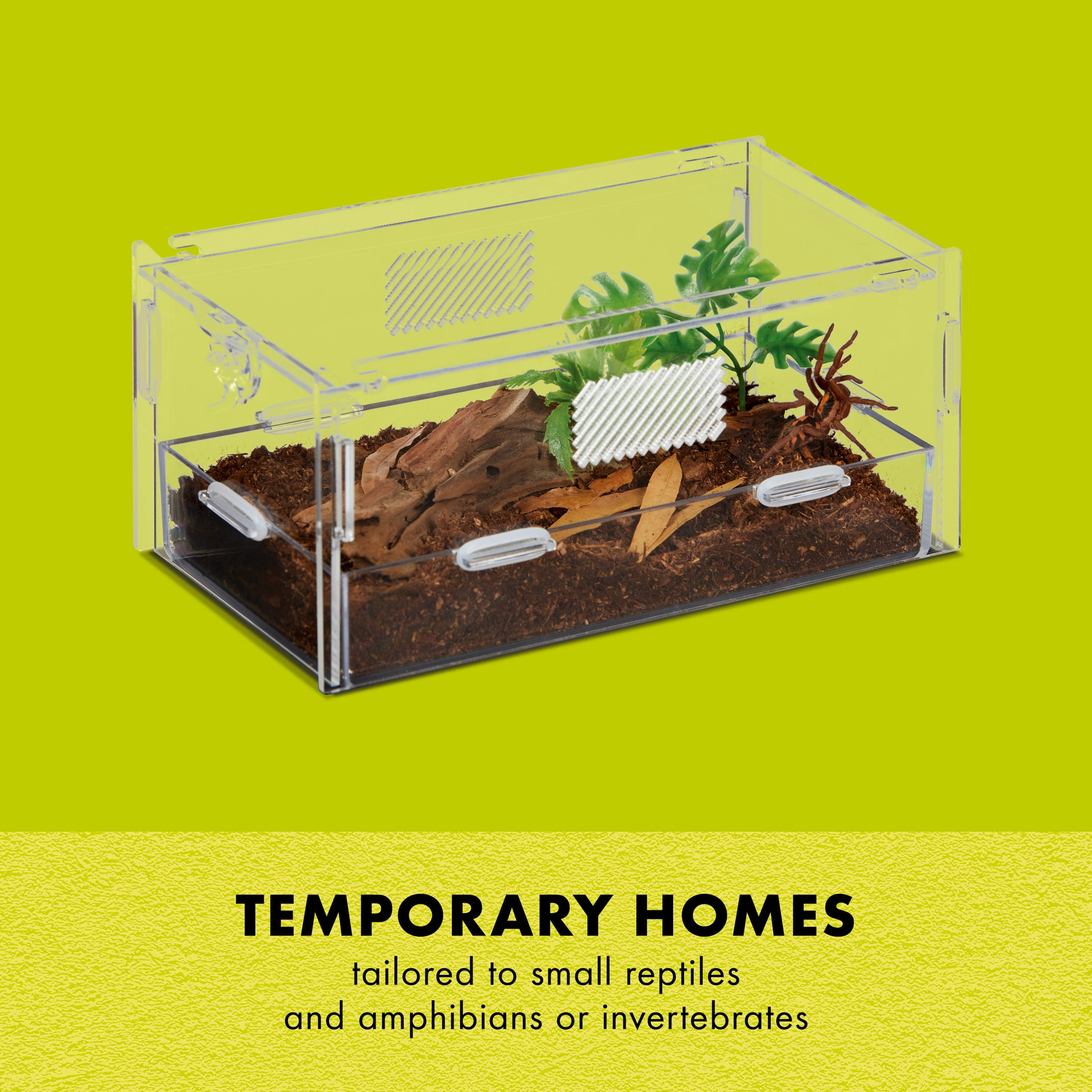 Zilla Micro Habitat Terrariums with Locking Latch Terrestrial for Reptiles, Acrylic, Small