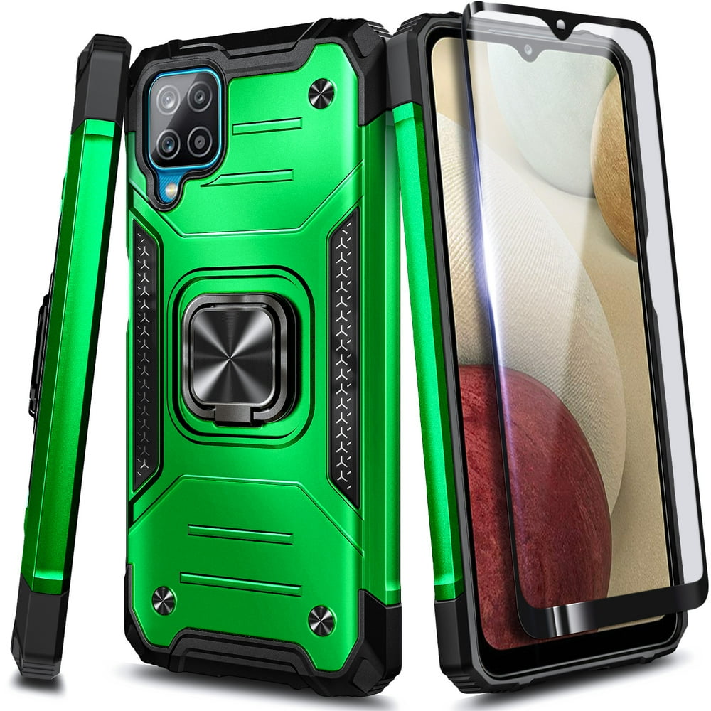 Samsung Galaxy A12 Phone Case with Tempered Glass Screen Protector