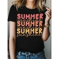 thumbnail image 4 of Women's T-Shirt SUMMER Sunshine Coral Red Ombre Simple Short Sleeve Casual Tee Classic Crew Neck T Shirt for Women Black, XL, 4 of 7