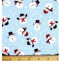 1 Yard - Snowman on Light Blue Flannel Fabric (Great for Quilting, Sewing, Craft Projects, Throw Pillows & More) 1 Yard X 44" Wide