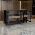 thumbnail image 5 of Liam 60 Inch Sideboard Accent Cabinet 3 Glass Door Gray and Black Wood, 5 of 6