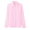 thumbnail image 6 of TKLPEHG Long Sleeve Tops for Women Lapel Button Shirt Loose Fashion Solid Color Lightweight Casual Fall Tops Comfy Blouses Pullover (Pink,M), 6 of 7