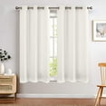 thumbnail image 2 of Curtainking Waffle Weave Textured Curtains 63 inch Farmhouse Light Filtering Drapes for Living Room Bedroom Grommet Window Curtain 2 Panels Off White, 2 of 7
