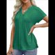 thumbnail image 3 of Blusas con Ojales para Mujer, Cuello en V, Corta, Bordadas, Estilo , Informal, Holgada, de Verano Verde M, 3 of 7