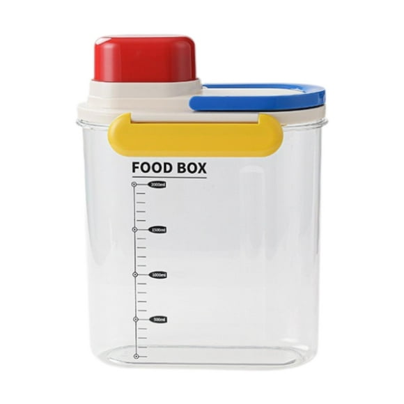 Cubo de arroz, dispensador de cereales, 2,7 l, contenedor de granos, contenedor de almacenamiento de cocina para despensa, organización del hogar, Mango rojo