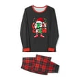 thumbnail image 5 of Michellecmm Christmas Family Pajamas Matching Set Letter Santa Hat Print Long Sleeve Tops and Black Red Plaid Pants Sleepwear, 5 of 9