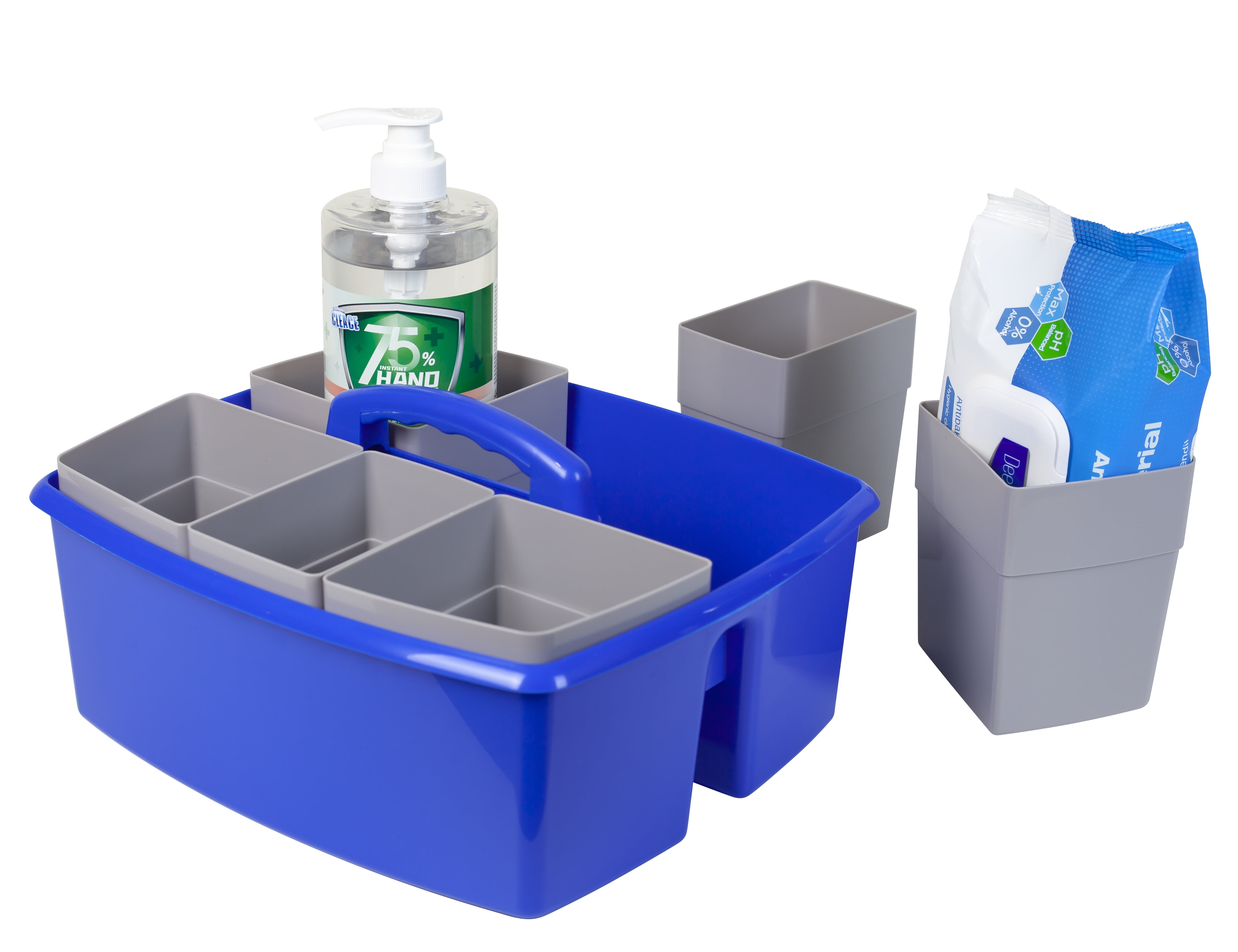 Blue Ginkgo Plastic Storage Organizer Caddy, Divided Basket | Rectangle - Yellow