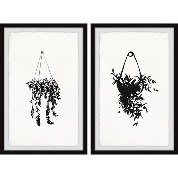 Marmont Hill Hanging Basket Plants Diptych, Art Prints, 24.00" x 1.50"