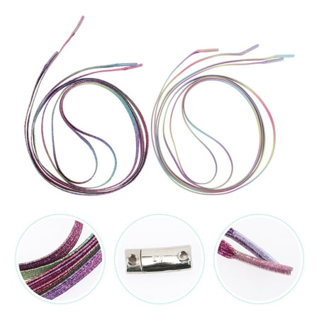 

Omeite Lazy no-tie no-tie metal buckle elastic children s sports shoes colorful shoe laces (100cm seven colors + pastel color 1 pair each total 2 pairs)