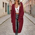 thumbnail image 3 of Oksale Long Cable Knit Cardigan for Women Plus Size Slouchy Long Sleeve Oversized Sweater Cardigans Duster Fall Open Front Winter Coats 2026 Wine 2XL, 3 of 10