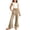 Khaki, variant on OGLCCG Girls 2 Piece Outfits 4-14 Years Kids Sleeveless Crop Tank Tops and Cotton Linen Flare Pants with Pockets Teens Summer Cute Clothes Sets