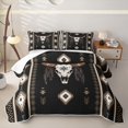 thumbnail image 2 of Erosebridal Hippie Aztec Quilt King for Women Men, Gothic Western Bull Skull Print King Coverlet Set, 3pcs, 2 of 7