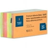 Business Source Repositionable Neon Notes 3" x 3" - Square - Neon - Removable, Repositionable, Solvent-free Adhesive - 12 / Pack