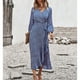 thumbnail image 4 of Vestido de manga larga envolvente para mujer,Vestido con cintura envuelta floral Vestido de tirantes de manga larga para mujer Vestido casual de manga larga de una pieza Durabilidad extendida, 4 of 8
