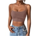 thumbnail image 2 of Tank for Women Short Length U-Neck Crop Camisole with Built-In Bra,Summer Top Khaki XL,sold by WHLBF, 2 of 5