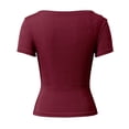 thumbnail image 5 of DHFJKG Cowl Neck T Shirts For Women Short Sleeve Slim Fit Basic Tee Casual Comfortable Summer Top Daily Wear Trendy Tops, 5 of 5