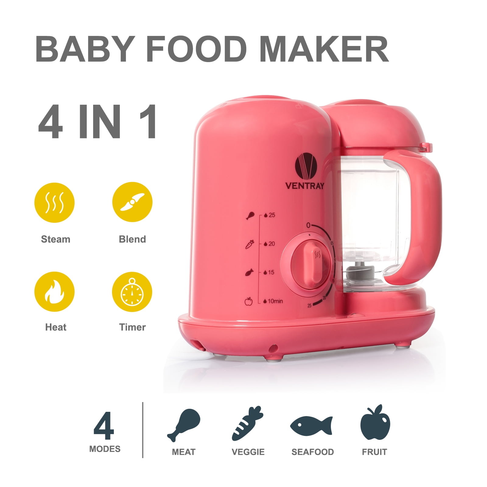 Baby Food Maker Baby Food Processor Blender Steamer Cooker Chop Grind Puree  Quick Easy Clean All-in-one BPA Free by VENTRAY 