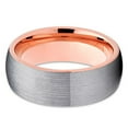 thumbnail image 3 of Silly Kings 8mm Brushed Gray Tungsten Carbide Wedding Ring Rose Gold Inlay Dome Comfort Fit Band 10, 3 of 3