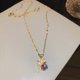 thumbnail image 1 of Collar de cadena de clavícula con colgante de cristal de circón dulce para mujer, joyería de acero inoxidable de moda coreana, accesorios de boda femeninos, 1 of 4