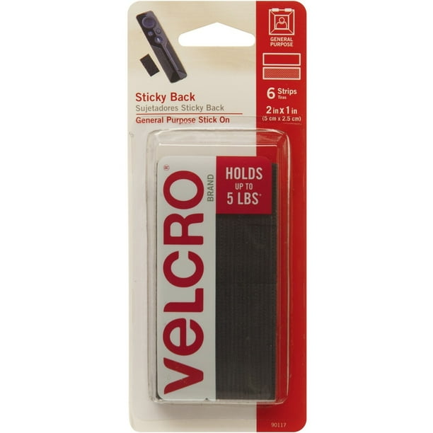 VELCRO Sticky Back Hookandloop Closures, Black, 6 Set (Quantity