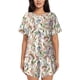 thumbnail image 1 of Fotbe Floral Conjunto de Pijama Estampado para Mujer, 2 Piezas, Ropa de Dormir con Camiseta de Manga Corta y Shorts Suaves-Medium, 1 of 6