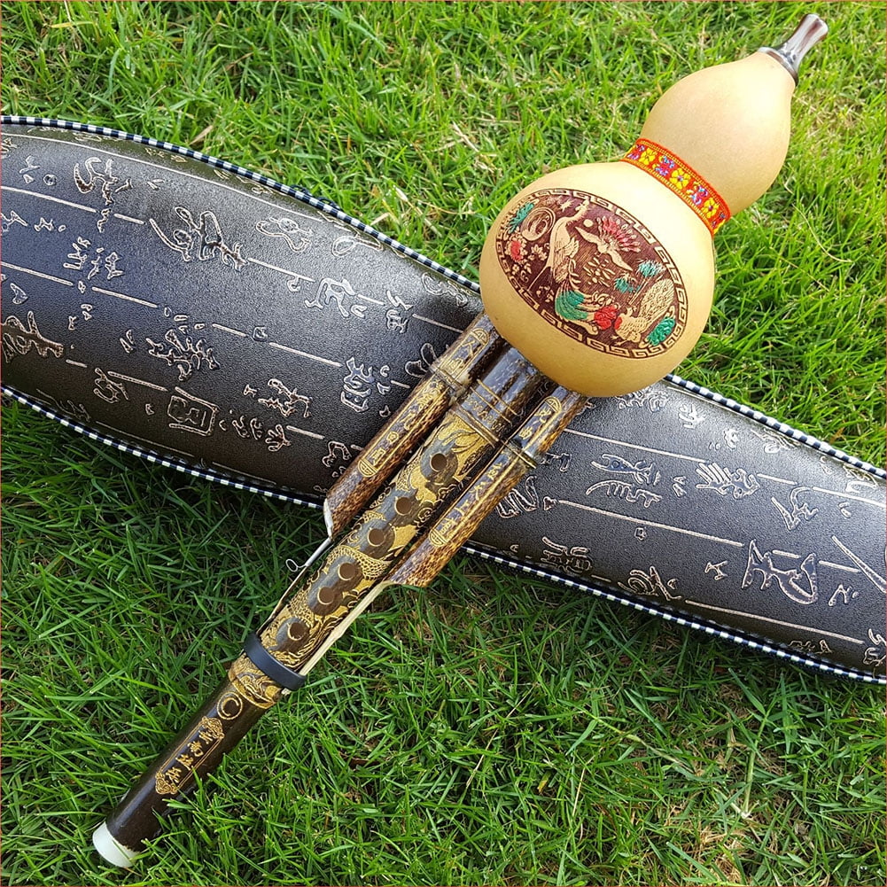 KLJKUJ Chinese Handmade Hulusi Gourd Cucurbit Flute Ethnic Musical Instrument C Key Bb Tone for Beginner Music Lovers C Key 