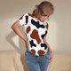 thumbnail image 3 of Balery Brown Black Cow Body de cuello redondo de manga corta para mujer Tops de manga corta Tops básicos-Medium, 3 of 7
