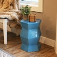 thumbnail image 6 of Sunnydaze Moderno Hexagon 17.25" Ceramic Garden Stool Side Table, Moonstone, 6 of 8