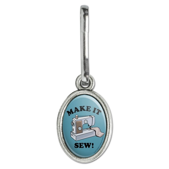 Make It Sew So Sewing Funny Humor Antiqued Oval Charm Clothes Purse Suitcase Backpack Zipper Pull Aid