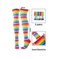 thumbnail image 3 of CutiePlusU Cotton Colorful Rainbow Striped Socks Over Knee Clown Striped Thigh High Stockings Unique Thoughtful Gifts for Men Women and Best Friend, 3 of 5