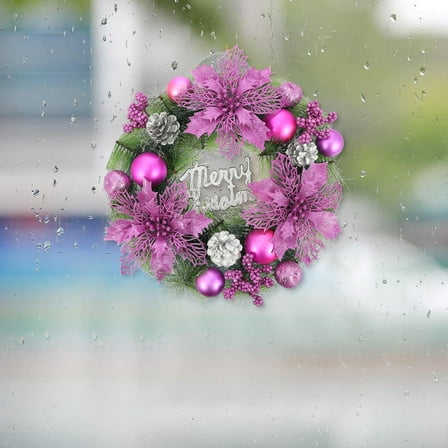 HAKIDZEL 1Pcs Pink Circular Christmas Wreath for Door Hanging and Party Planning