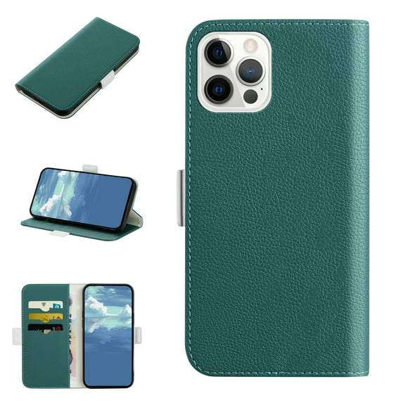 Allytech for Apple iPhone 14 Pro Max 6.7 inch Wallet Case,Candy Color Lychee Texture PU Leather Magnetic Flip Holder Card Slots Shockproof Phone Cover,Green
